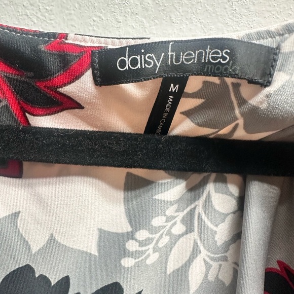 Daisy Fuentes Floral Midi Dress in Black, Red, and White - Picture 2 of 5